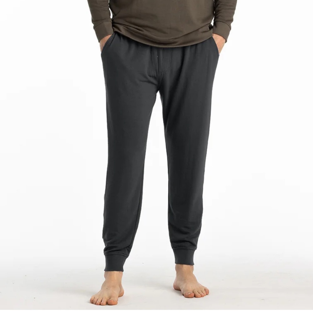 Free Fly Bamboo Lightweight Fleece Jogger Heather Black Pockets Loungewear-3XL